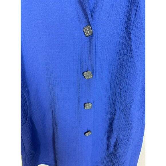 Soft Surroundings Island Time Tunic Top Size Small Blue Crinkle Ruffle Neck - Picture 6 of 11